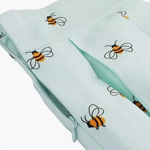 🐝 Floral Bee Print Pleated Midi Skirt – High Waist Vintage-Inspired Size M - Picture 5 of 6